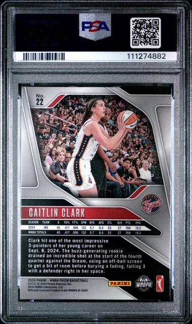 2024 Panini Prizm Wnba Caitlin Clark #22 Mint 9 back