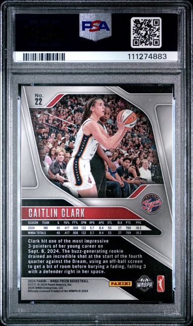2024 Panini Prizm Wnba Caitlin Clark #22 Mint 9 back