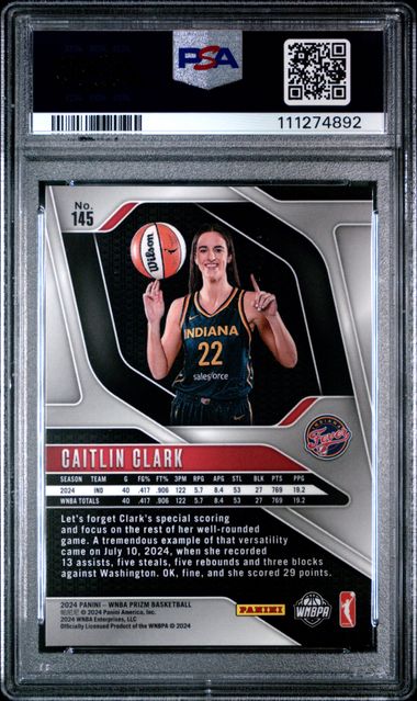 2024 Panini Prizm Wnba Caitlin Clark #145 Mint 9 back