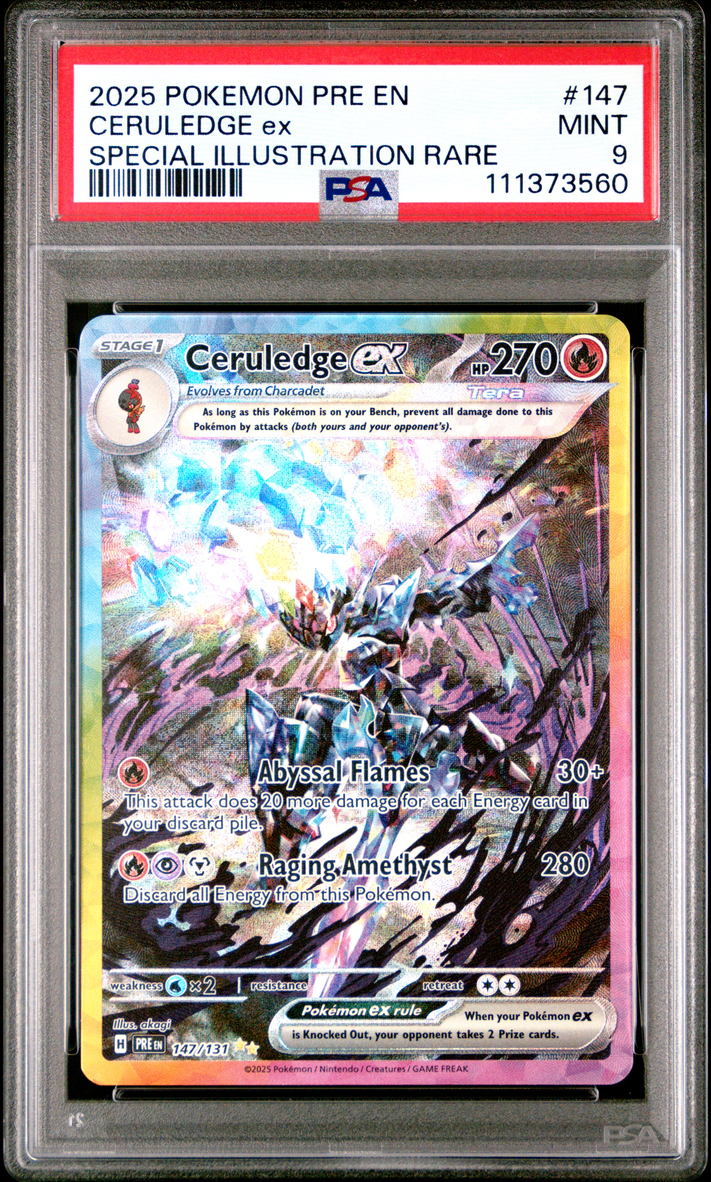 Ceruledge ex, PSA 9 slab front
