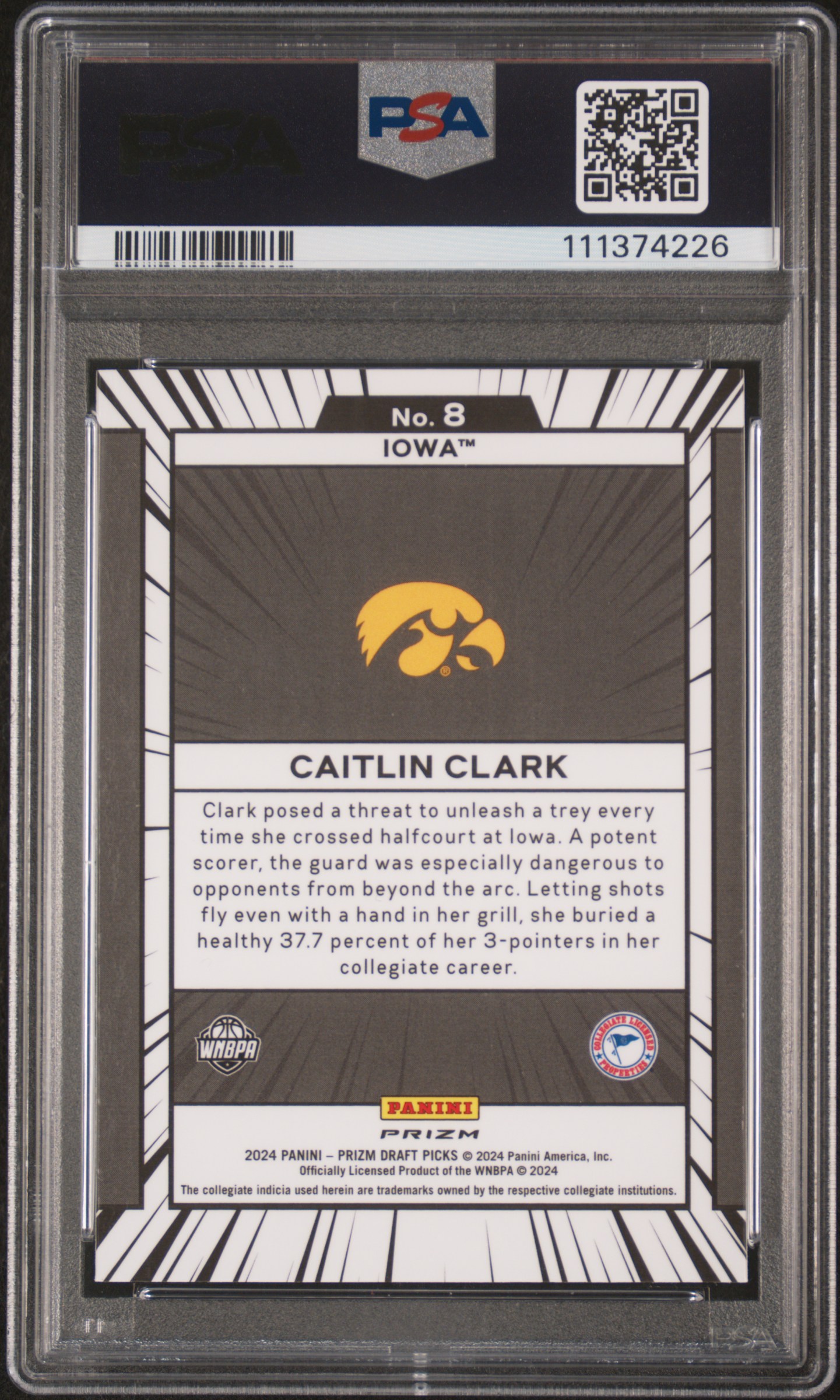 2024 Panini Prizm Draft Picks Manga Caitlin Clark #8 Mint 9 front