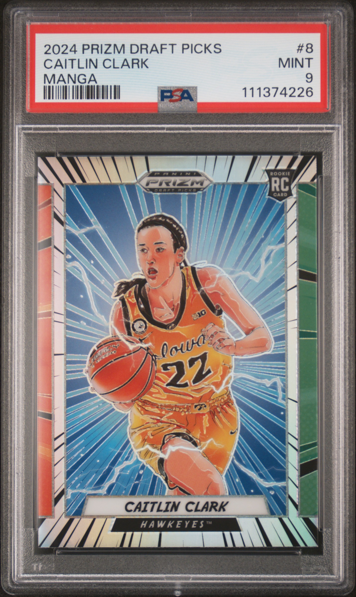 2024 Panini Prizm Draft Picks Manga Caitlin Clark #8 Mint 9 back