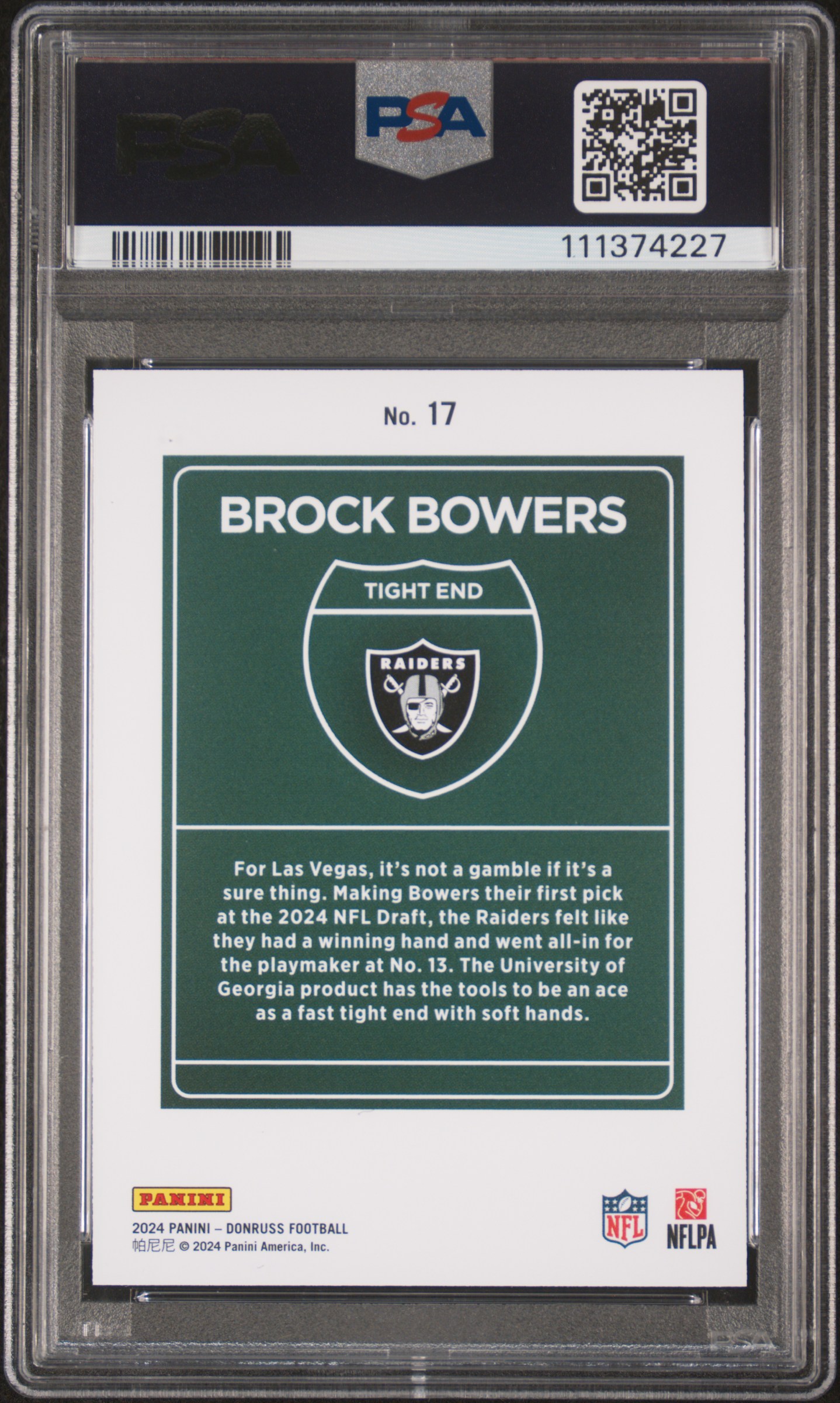 2024 Panini Donruss Downtown! Brock Bowers #17 Gem Mt 10 front