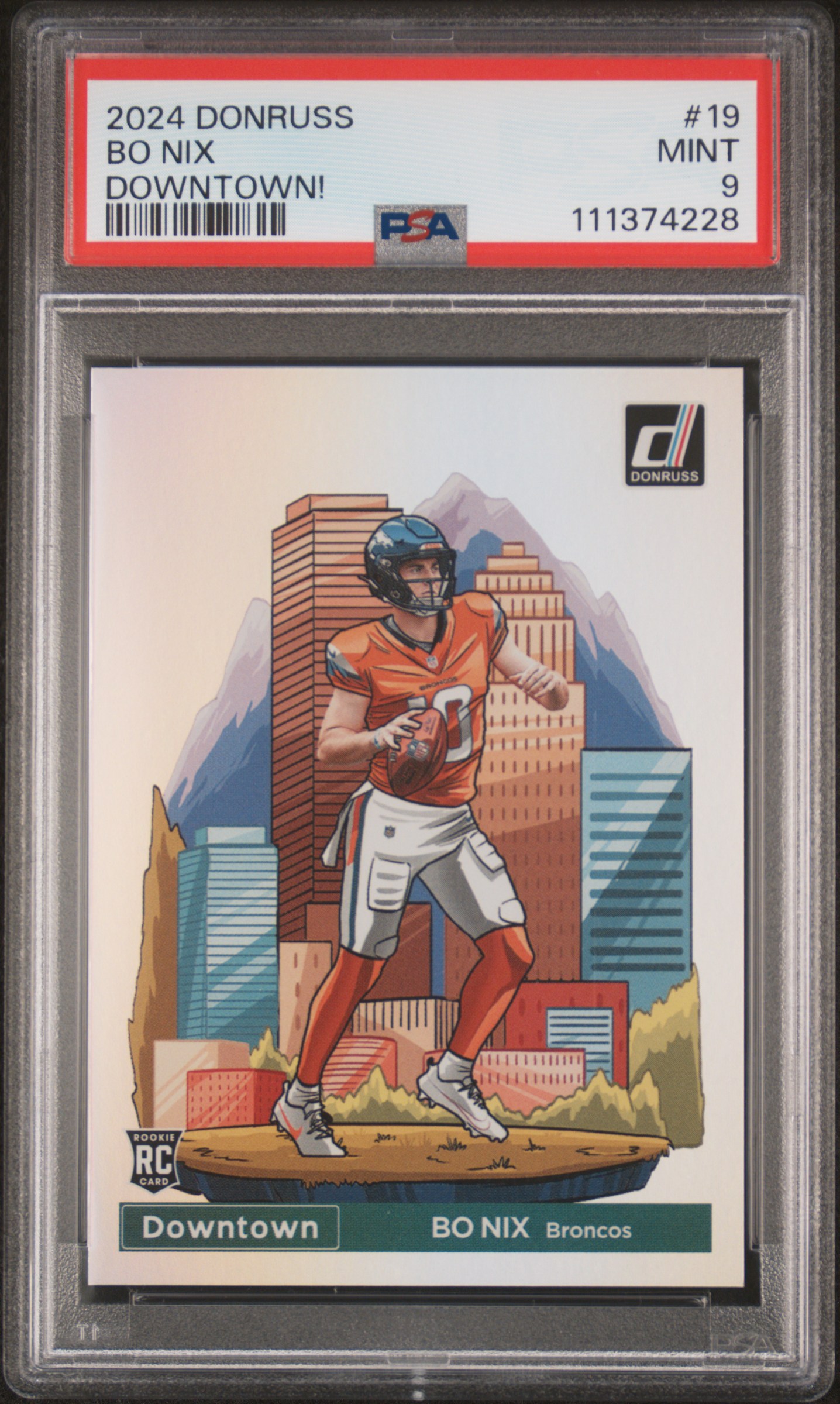 2024 Panini Donruss Downtown! Bo Nix #19 Mint 9 back