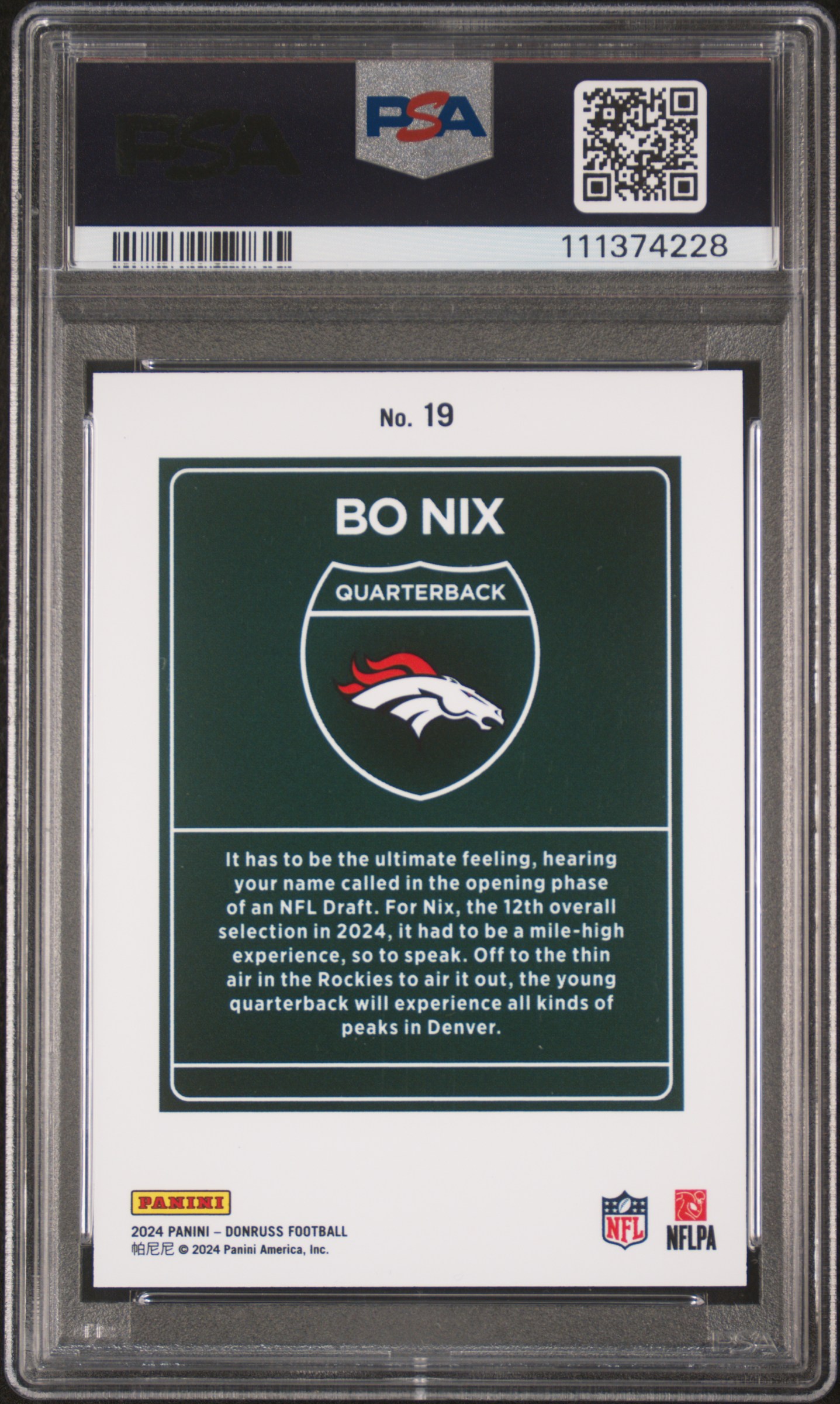 2024 Panini Donruss Downtown! Bo Nix #19 Mint 9 front