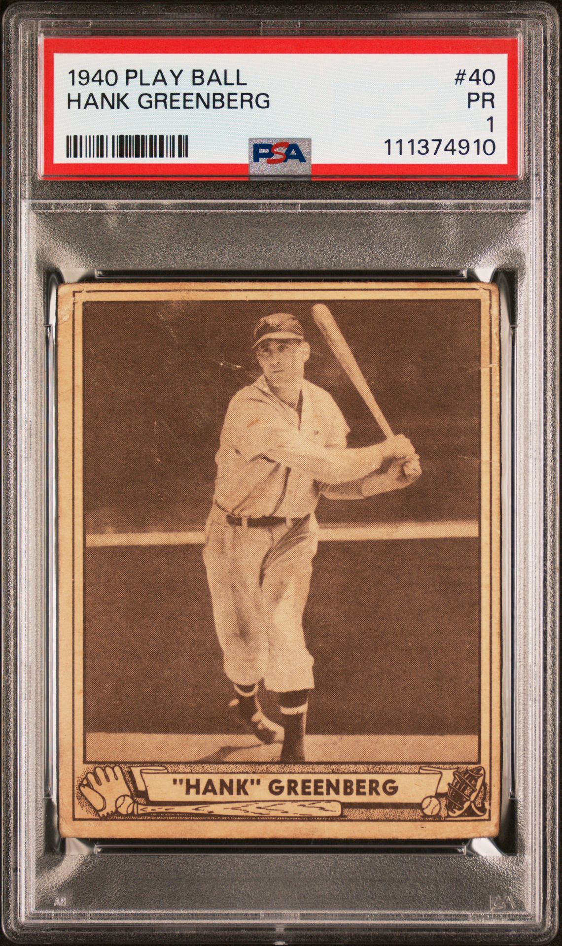 1940 Play Ball Hank Greenberg #40 Pr 1 front