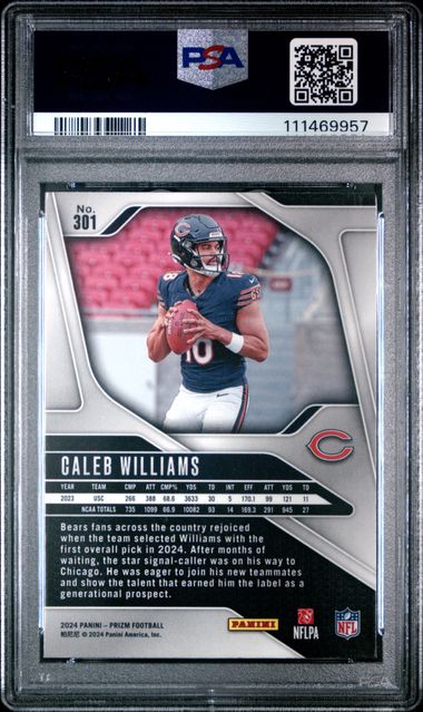 2024 Panini Prizm Caleb Williams #301 Gem Mt 10 back