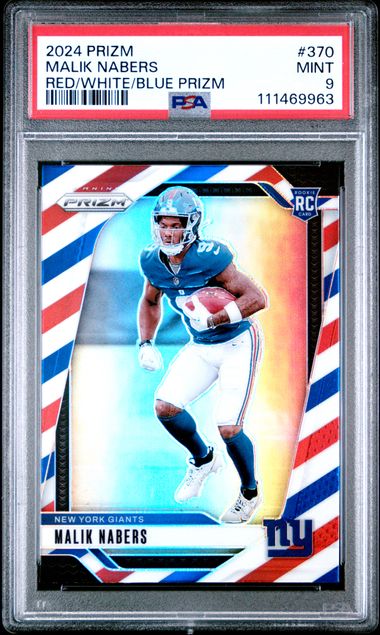 2024 Panini Prizm Malik Nabers #370 (Red/White/Blue Prizm) Mint 9 front