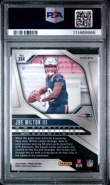 2024 Panini Prizm Joe Milton Iii #354 (Lazer Prizm) Mint 9 back