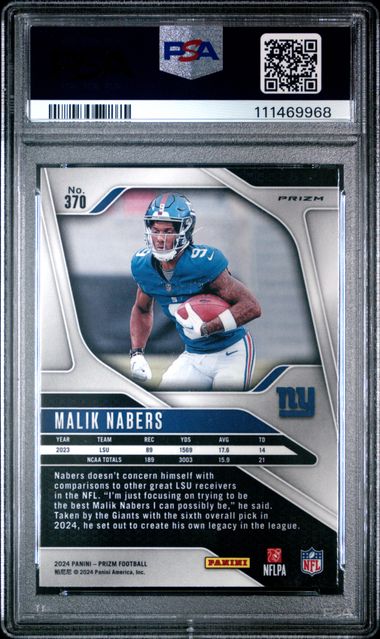 2024 Panini Prizm Malik Nabers #370 (Disco Prizm) Mint 9 back