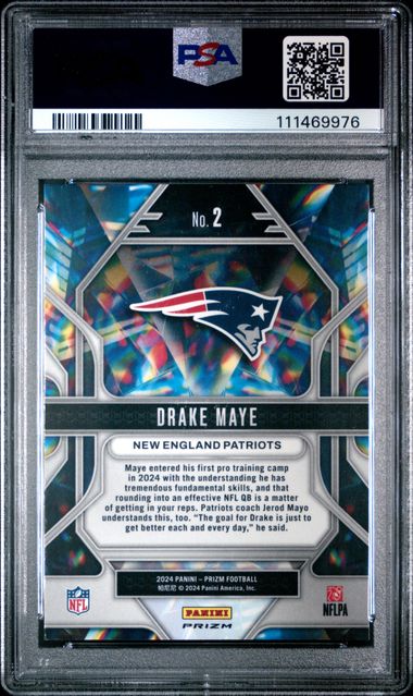 2024 Panini Prizm Prizmatic Drake Maye #2 (Prizmatic-Green Prizm) Mint 9 back