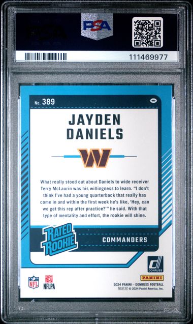 2024 Panini Donruss Jayden Daniels #389 Gem Mt 10 back