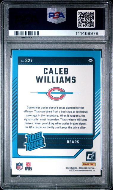 2024 Panini Donruss Caleb Williams #327 Gem Mt 10 back