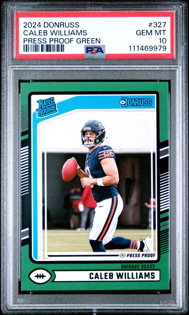 2024 Panini Donruss Caleb Williams #327 (Press Proof Green) Gem Mt 10 front