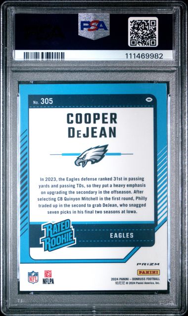 2024 Panini Donruss Cooper Dejean #305 (Optic Preview-Pink) Mint 9 back