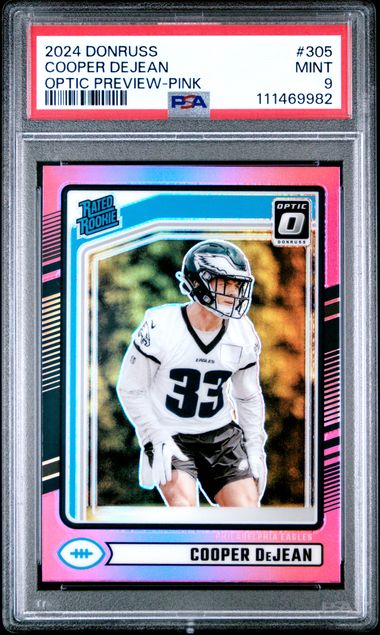 2024 Panini Donruss Cooper Dejean #305 (Optic Preview-Pink) Mint 9 front
