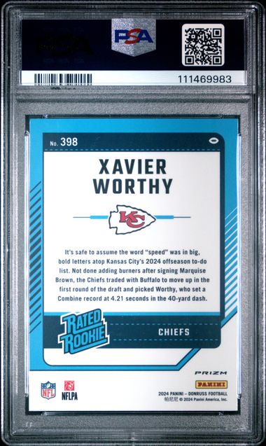 2024 Panini Donruss Xavier Worthy #398 (Optic Preview-Red Wave) Gem Mt 10 back