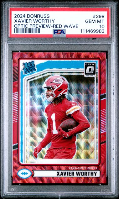 2024 Panini Donruss Xavier Worthy #398 (Optic Preview-Red Wave) Gem Mt 10 front