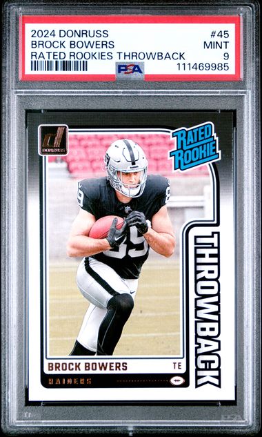 2024 Panini Donruss Rated Rookies Throwback Brock Bowers #45 Mint 9 front