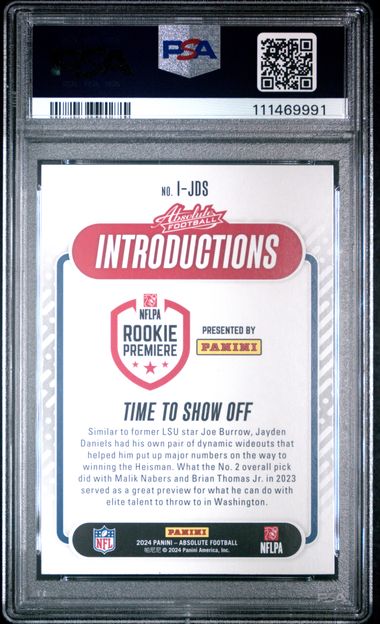 2024 Panini Absolute Introductions Jayden Daniels #Ijds Gem Mt 10 back