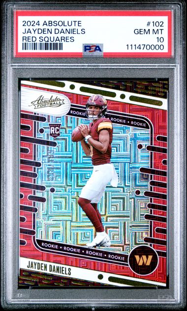 2024 Panini Absolute Jayden Daniels #102 (Red Squares) Gem Mt 10 front