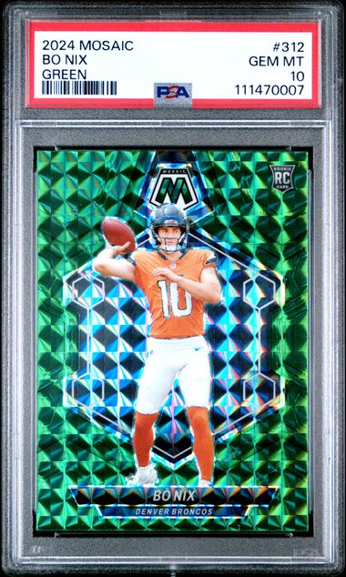 2024 Panini Mosaic Bo Nix #312 (Green) Gem Mt 10 front