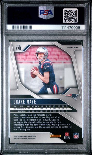 2024 Panini Prizm Drake Maye #329 (Pink Prizm) Gem Mt 10 back