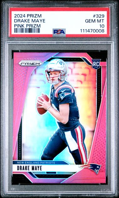 2024 Panini Prizm Drake Maye #329 (Pink Prizm) Gem Mt 10 front