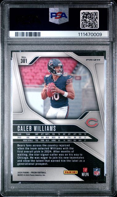2024 Panini Prizm Caleb Williams #301 (Pink Prizm) Mint 9 back