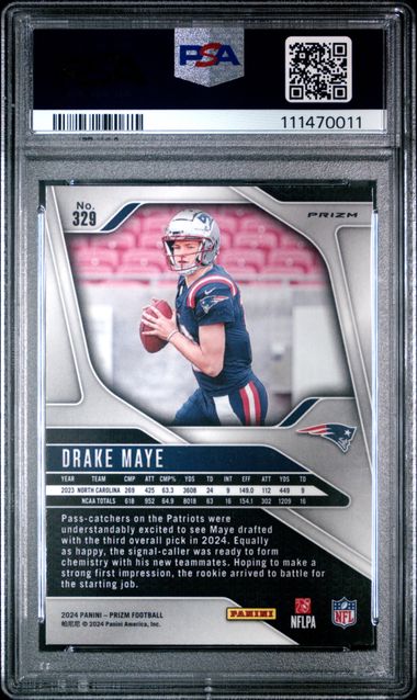 2024 Panini Prizm Drake Maye #329 (Red/White/Blue Prizm) Mint 9 back