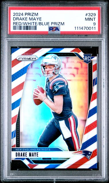 2024 Panini Prizm Drake Maye #329 (Red/White/Blue Prizm) Mint 9 front