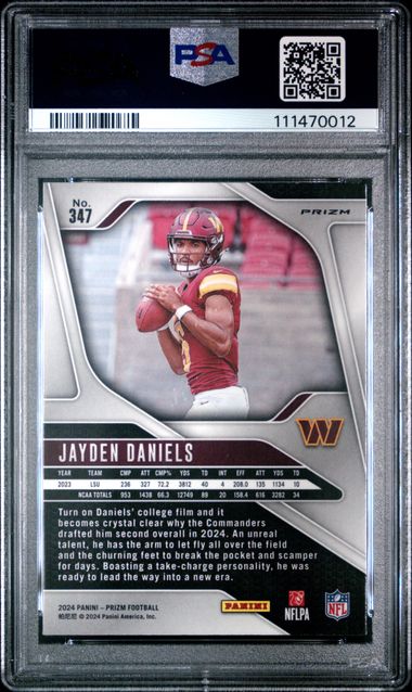 2024 Panini Prizm Jayden Daniels #347 (Disco Prizm) Gem Mt 10 back