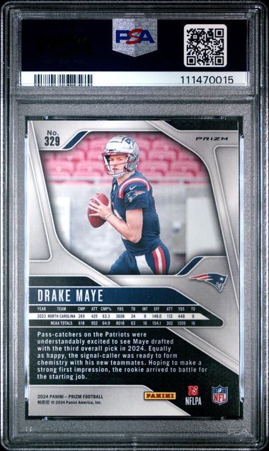 2024 Panini Prizm Drake Maye #329 (Lazer Prizm) Mint 9 back