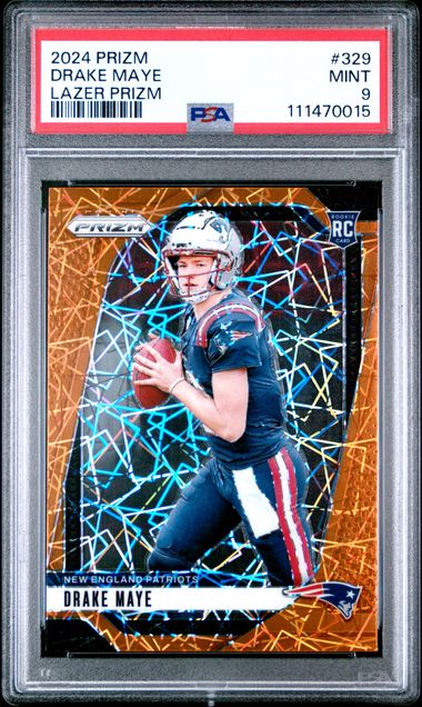 2024 Panini Prizm Drake Maye #329 (Lazer Prizm) Mint 9 front