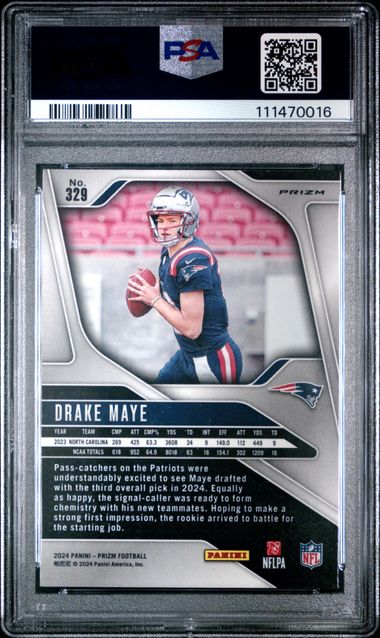 2024 Panini Prizm Drake Maye #329 (Lazer Prizm) Gem Mt 10 back