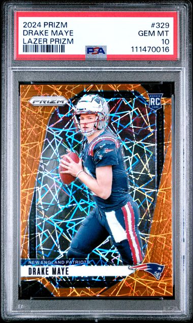 2024 Panini Prizm Drake Maye #329 (Lazer Prizm) Gem Mt 10 front