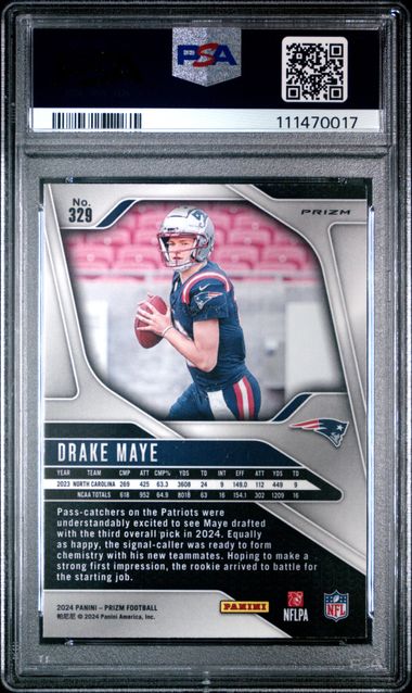 2024 Panini Prizm Drake Maye #329 (Silver Prizm) Mint 9 back