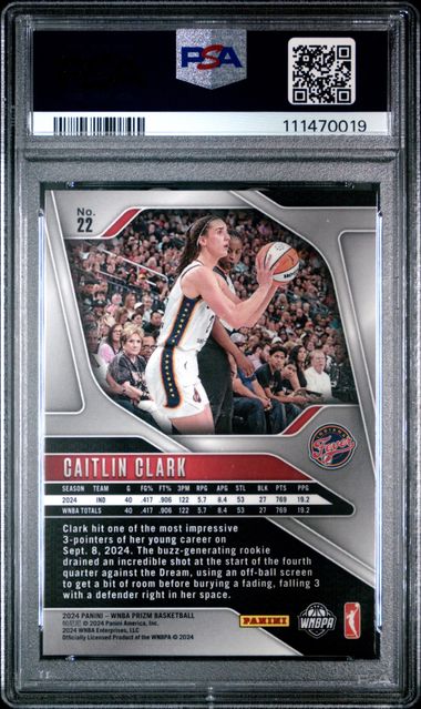 2024 Panini Prizm Wnba Caitlin Clark #22 Mint 9 back
