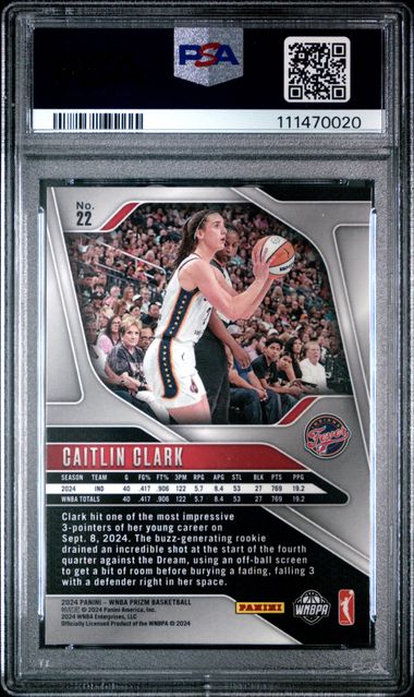2024 Panini Prizm Wnba Caitlin Clark #22 Mint 9 back