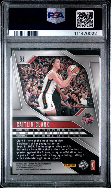 2024 Panini Prizm Wnba Caitlin Clark #22 Mint 9 back