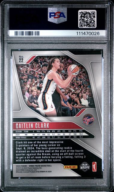 2024 Panini Prizm Wnba Caitlin Clark #22 Mint 9 back