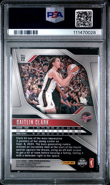 2024 Panini Prizm Wnba Caitlin Clark #22 Nm-Mt 8 back