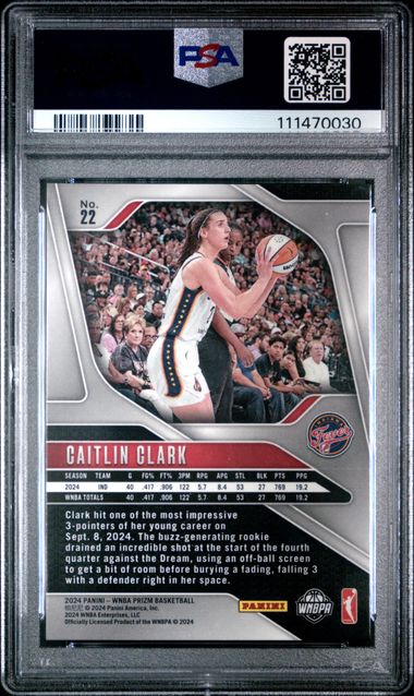 2024 Panini Prizm Wnba Caitlin Clark #22 Mint 9 back