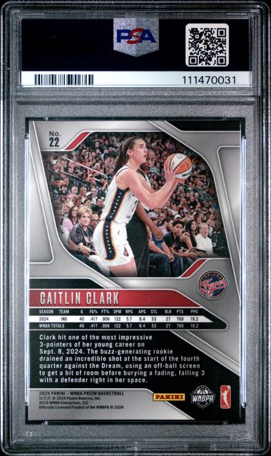 2024 Panini Prizm Wnba Caitlin Clark #22 Mint 9 back