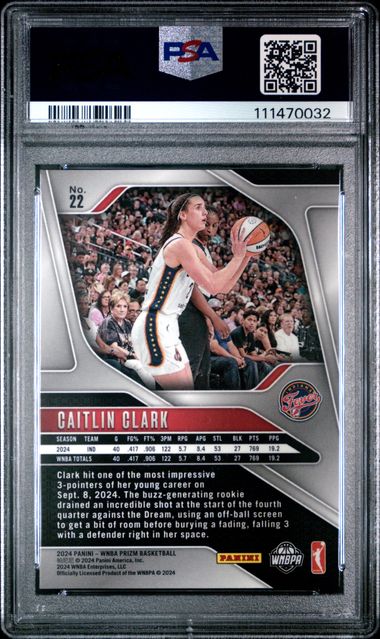 2024 Panini Prizm Wnba Caitlin Clark #22 Mint 9 back