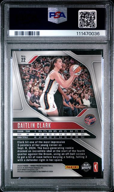 2024 Panini Prizm Wnba Caitlin Clark #22 Mint 9 back