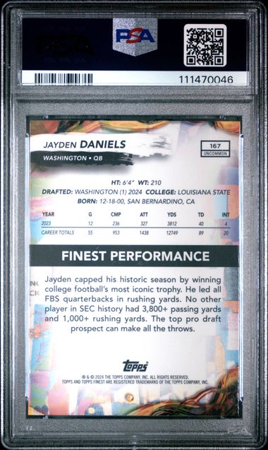2024 Topps Finest Jayden Daniels #167 (Checkerboard) Mint 9 back