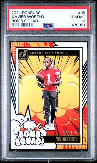2024 Panini Donruss Bomb Squad Xavier Worthy #35 Gem Mt 10 front