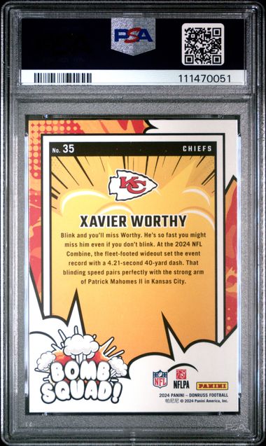 2024 Panini Donruss Bomb Squad Xavier Worthy #35 Gem Mt 10 back