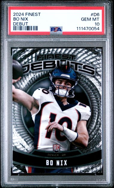 2024 Topps Finest Debut Bo Nix #D6 Gem Mt 10 front